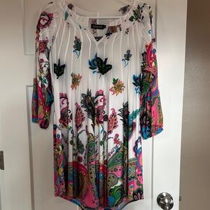 Reborn White Multicolor Paisley Tunic